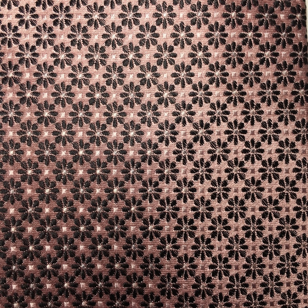 Burma Bibas Pink w/ Black Floral Silk Tie